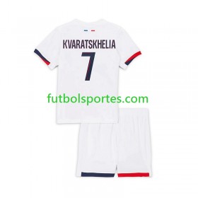 Camiseta Paris Saint Germain Khvicha Kvaratskhelia 7 Niño Segunda Equipación 2024/2025